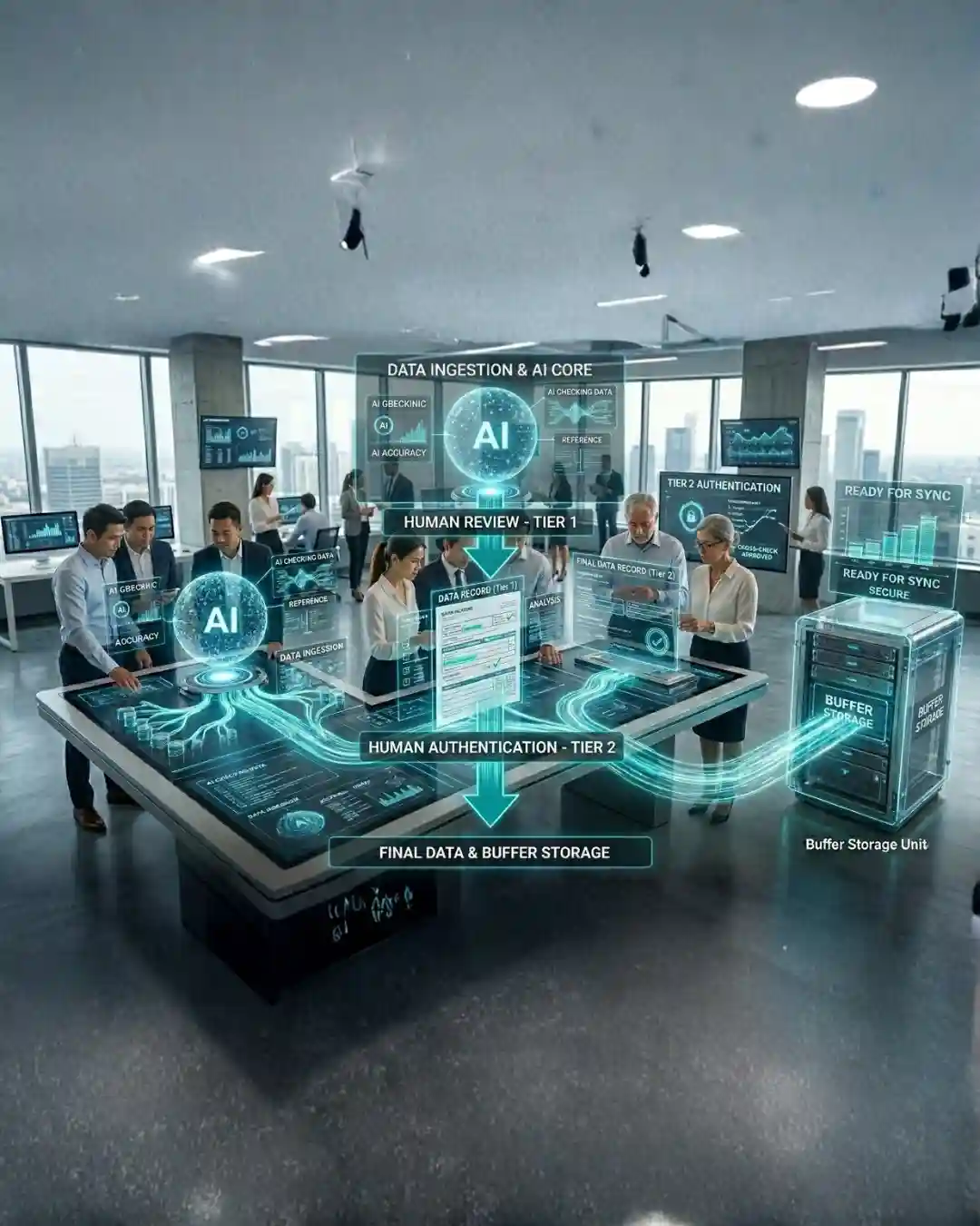 Veribuffer buffer zone - dual human review and ERP-ready data